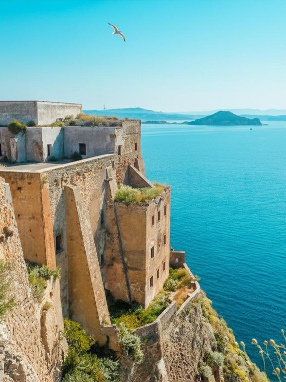 Terra Murata, the fortified hilltop of Procida above the sea